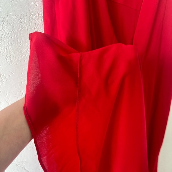 Fame and Partners Red Long Maxi Dress Gown Prom Evening Chiffon Mermaid Formal 4 - Picture 12 of 12
